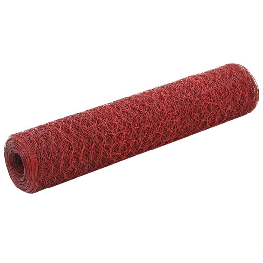 manoga EU | 143302 Drahtzaun Stahl mit PVC-Beschichtung 25x0,75 m Rot