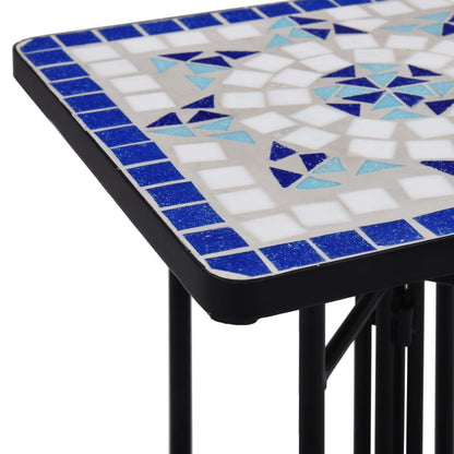 manoga EU | 46710 Beistelltisch Mosaik Keramik Blau und Weiß