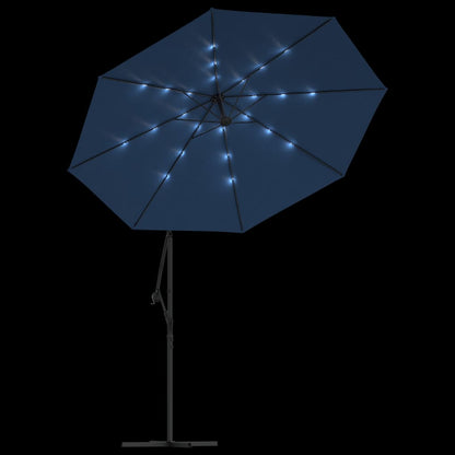 manoga EU | 47137 Ampelschirm mit LED-Leuchten und Stahlmast 300 cm Azurblau