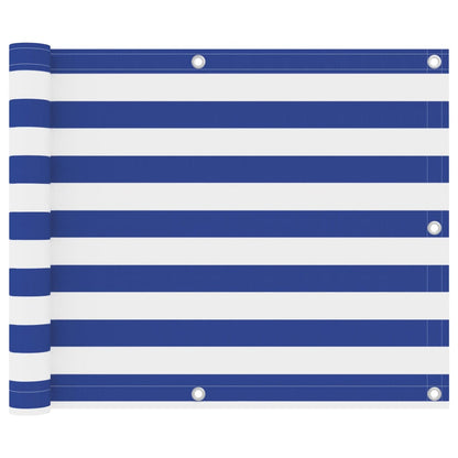 manoga EU | 134915 Balkon-Sichtschutz Weiß und Blau 75x600 cm Oxford-Gewebe