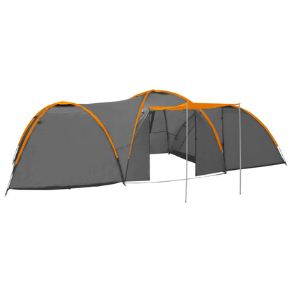 manoga EU | 93051 Camping-Zelt Iglu 650x240x190 cm 8 Personen Grau und Orange