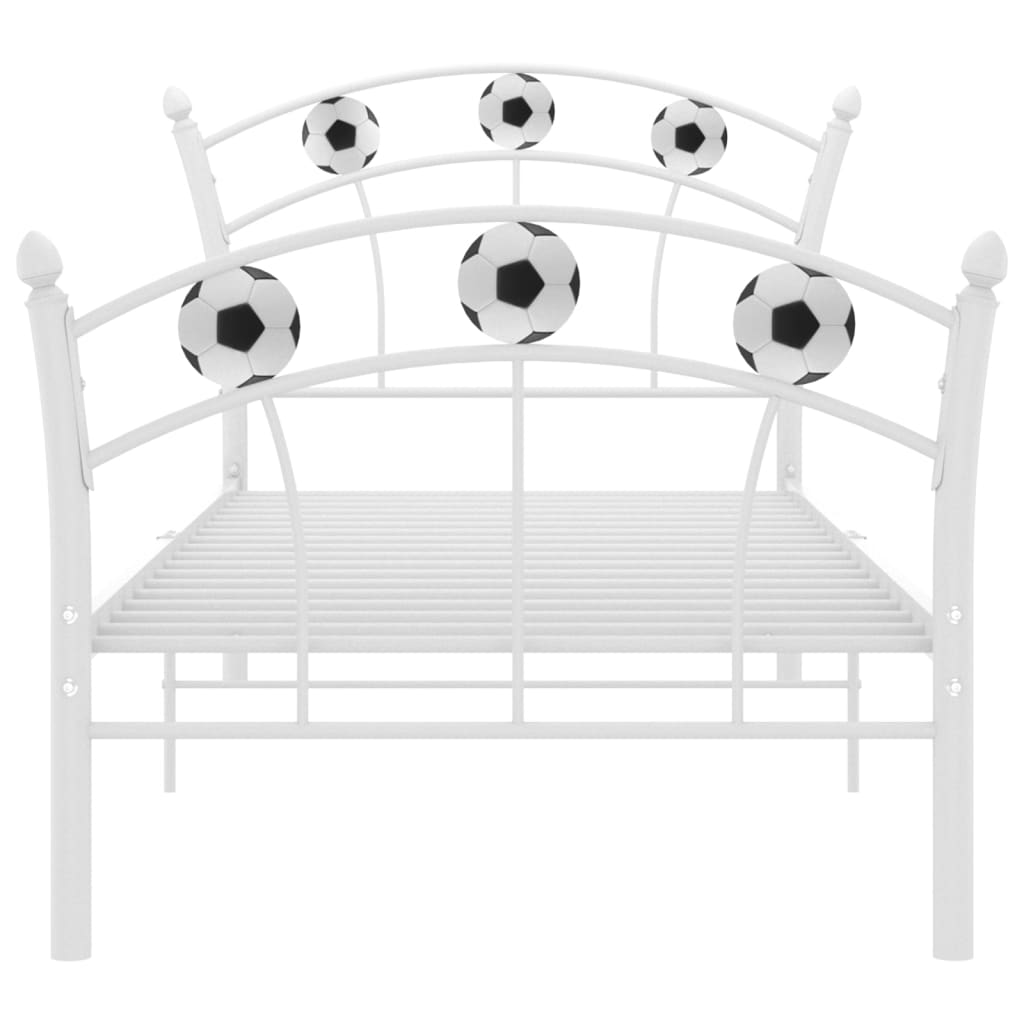 manoga EU | 324745 Einzelbett mit Fußball-Design Weiß Metall 90x200 cm