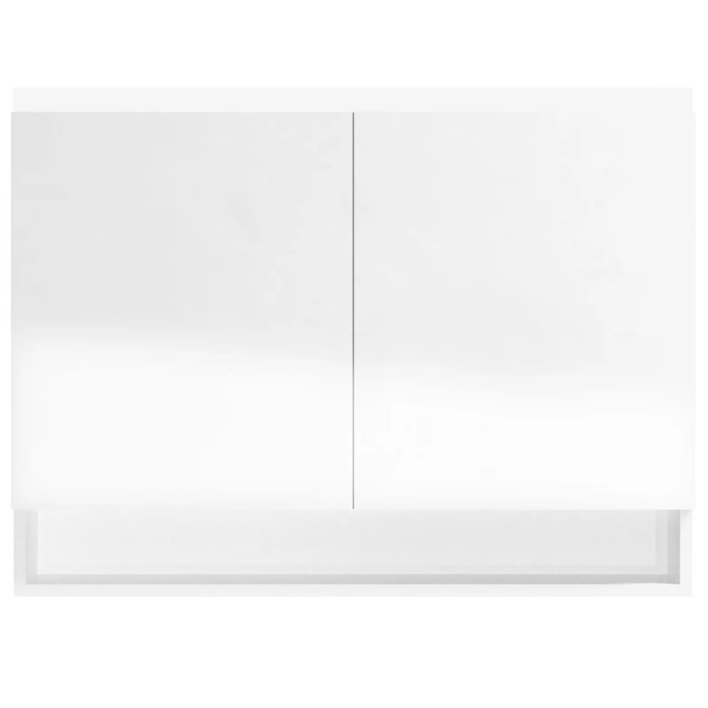 manoga EU | 331532 Spiegelschrank fürs Bad 80x15x60 cm MDF Glänzend Weiß