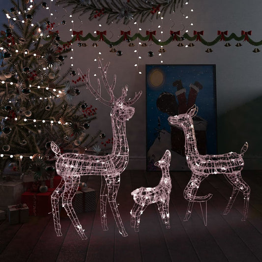manoga EU | 329793 LED-Rentier-Familie Weihnachtsdeko Acryl 300 LED Warmweiß