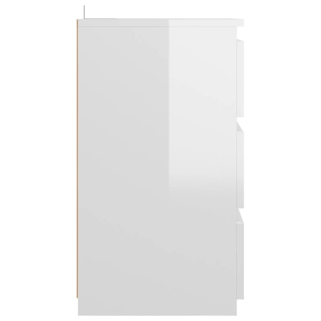 manoga EU | 806223 Nachttisch Hochglanz-Weiß 40x35x62,5 cm Holzwerkstoff