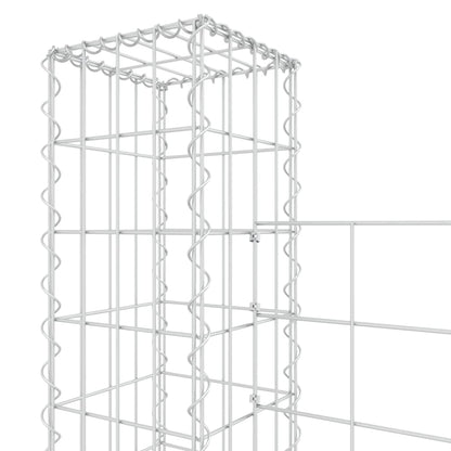 manoga EU | 151284 Gabionenkorb U-Form mit 4 Säulen Eisen 380x20x150 cm