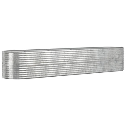 manoga EU | 318967 Hochbeet Pulverbeschichteter Stahl 368x80x68 cm Silbern