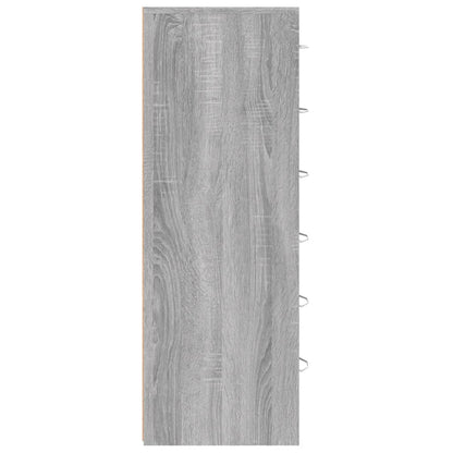 manoga EU | 815364 Sideboard mit 6 Schubladen Grau Sonoma 50x34x96cm Holzwerkstoff