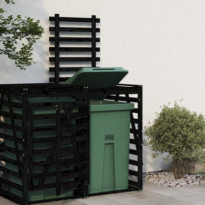 manoga EU | 825111 Erweiterung für Mülltonnenbox Schwarz Massivholz Kiefer
